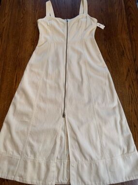 NWT GAP Cream Maxi Dress Zip Front Structured Empire Waist Minimalist Size L